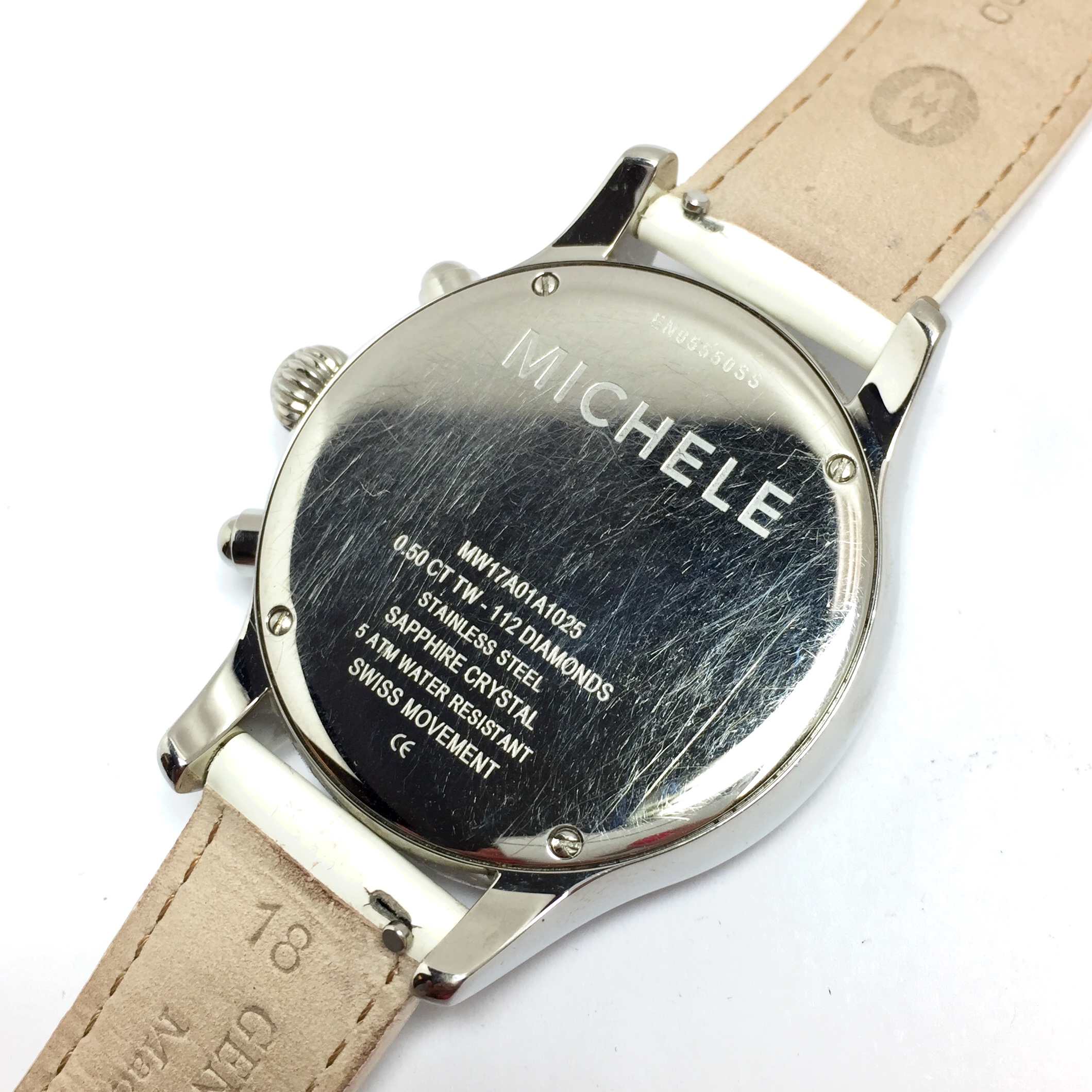 MICHELE JETWAY DIAMOND Chronograph Steel Watch 112 Factory Diamonds Original Band
