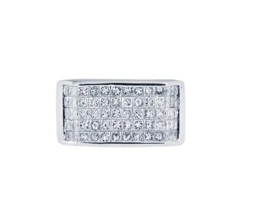 14 Karat White Gold Pinky Ring with 2.5 Carat Diamonds