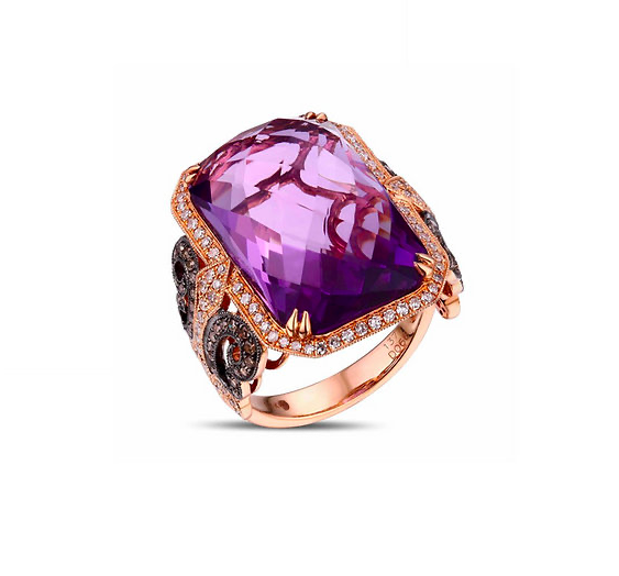 Amethyst Diamond Ring