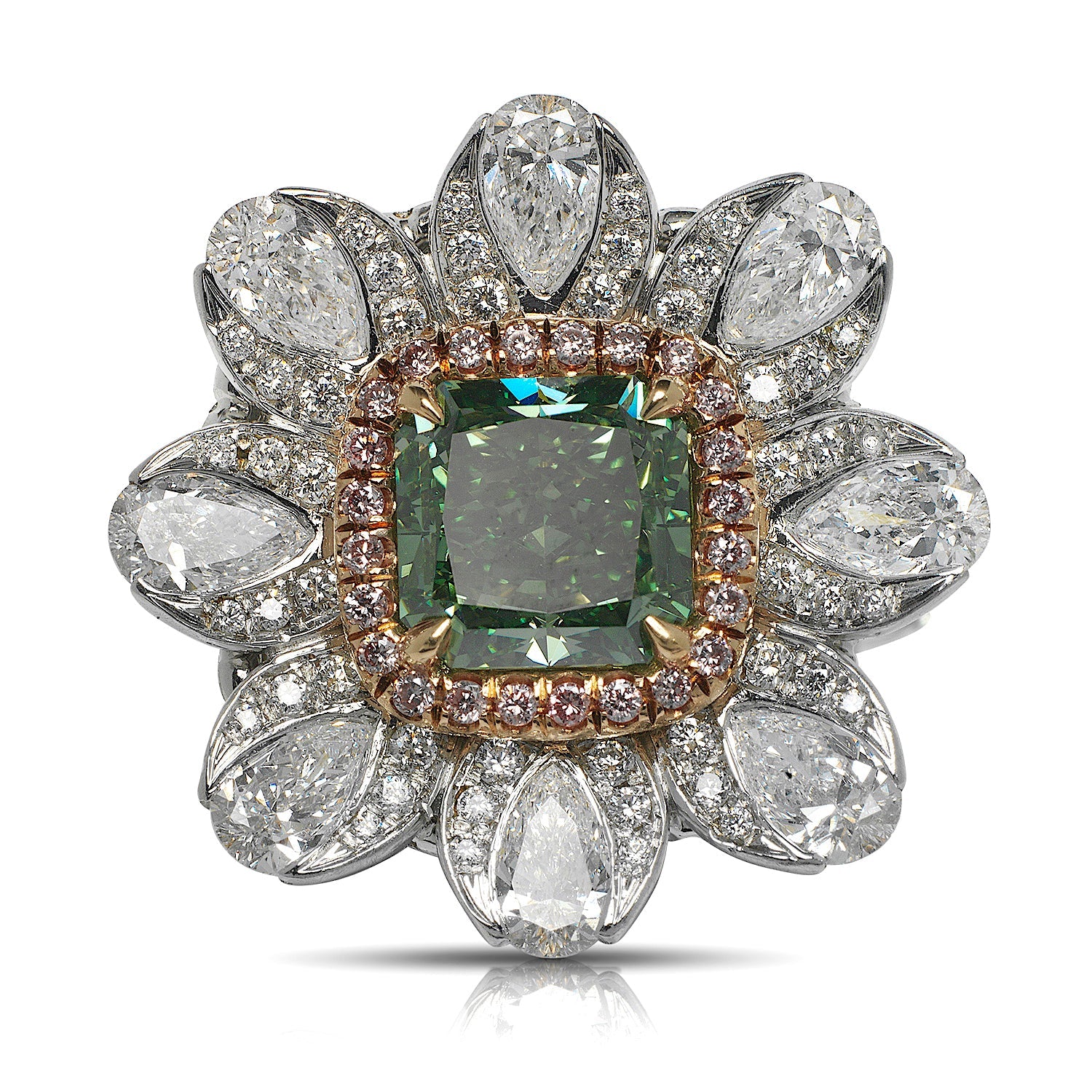 6 CARAT RADIANT CUT  VVS2 CLARITY FANCY GREEN DIAMOND ENGAGEMENT RING PLATINUM GIA CERTIFIED 2 CT FVG VVS2 BY MIKE NEKTA