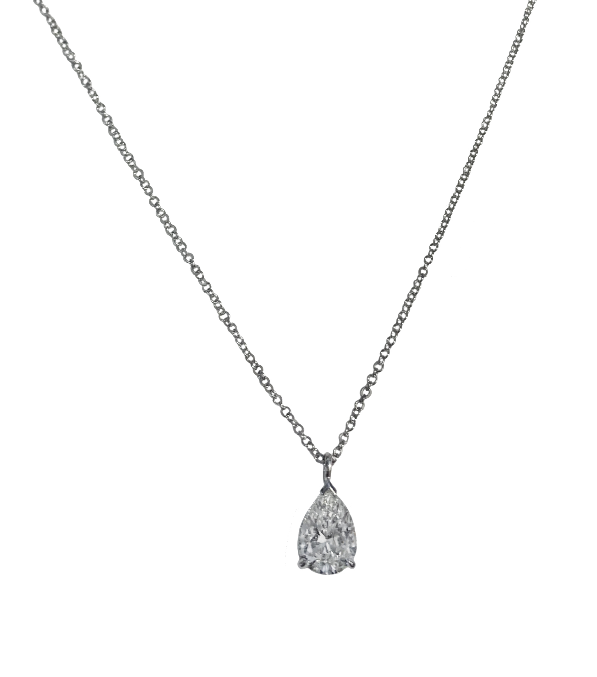TiffanyCo. Platinum Pear Shaped Diamond Necklace