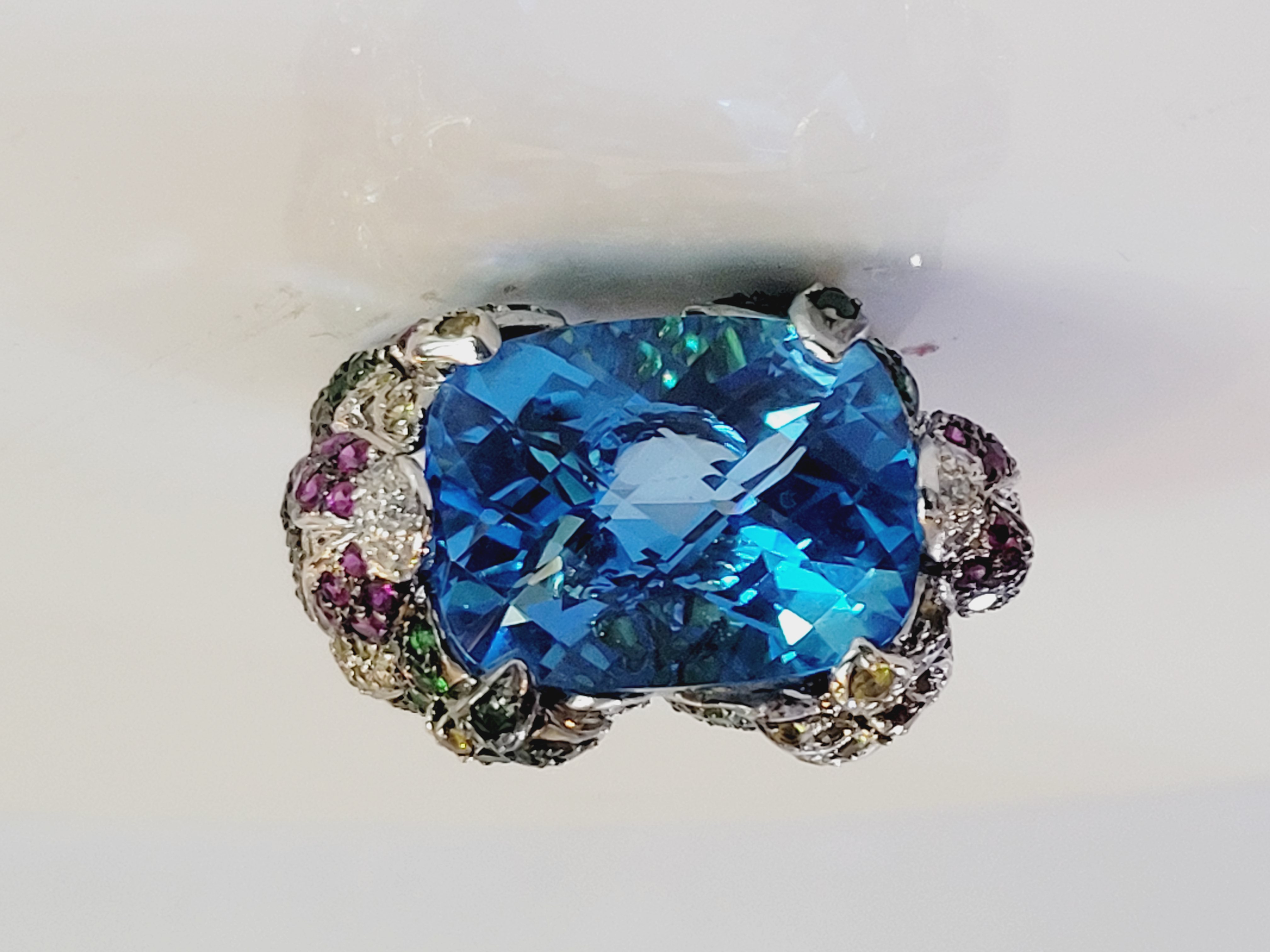 Costume made 14K Blue topaz ring Size 9.12