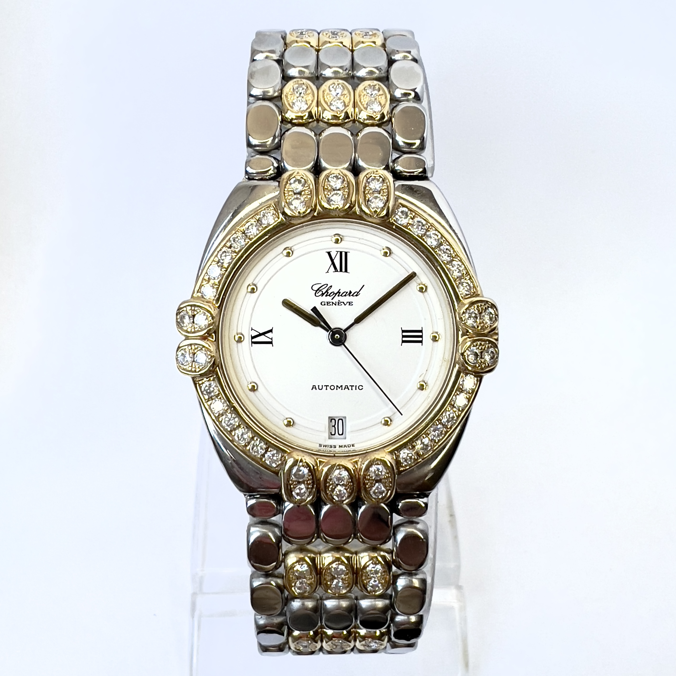 CHOPARD GSTAAD Automatic 32mm 18K Yellow Gold & Steel 1.92TCW Diamond Watch
