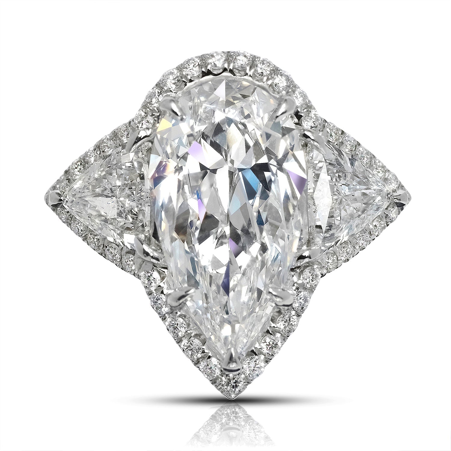 6 CARAT PEAR SHAPE E COLOR INTERNALLY FLAWLESS DIAMOND ENGAGEMENT RING 18K WHITE GOLD GIA CERTIFIED 4CT E IF BY MIKE NEKTA