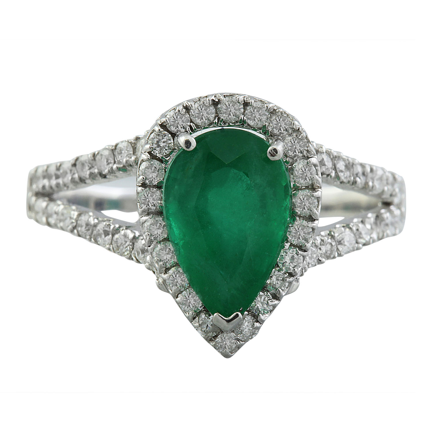 2.65 Carat Emerald 14K White Gold Diamond Ring