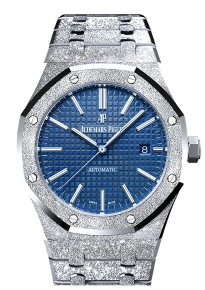 Audemars Piguet 15410BC.GG.1224BC.01 41MM White Gold Frosted Royal Oak Blue Dial