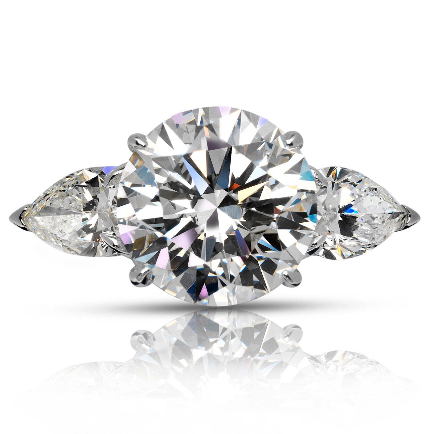 6 CARAT ROUND CUT THREE STONE DIAMOND ENGAGEMENT RING 14K WHITE GOLD GIA CERTIFIED 4 CT H VS1 BY MIKE NEKTA