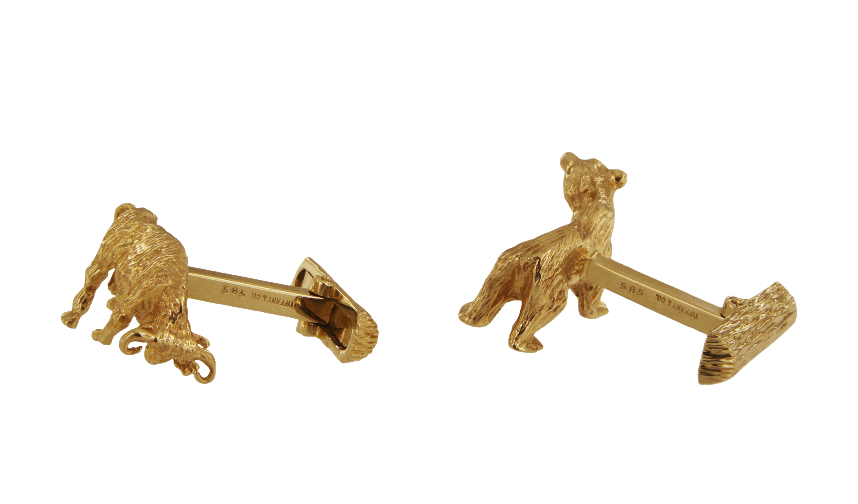 Tiffany&Co.14k Yellow Gold Bear And Bull Cufflinks | Tiffany & Co