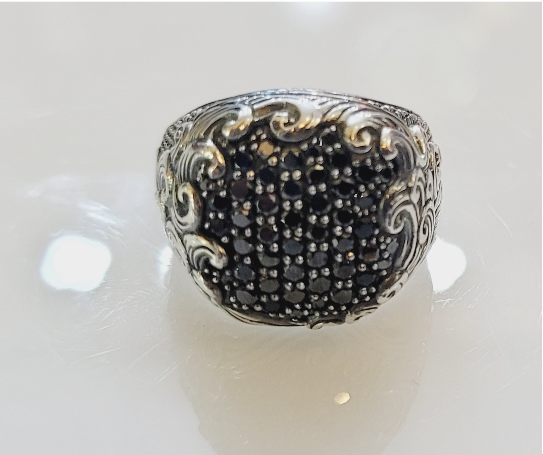 David Yurman Sterling Silver Ring with black diamonds