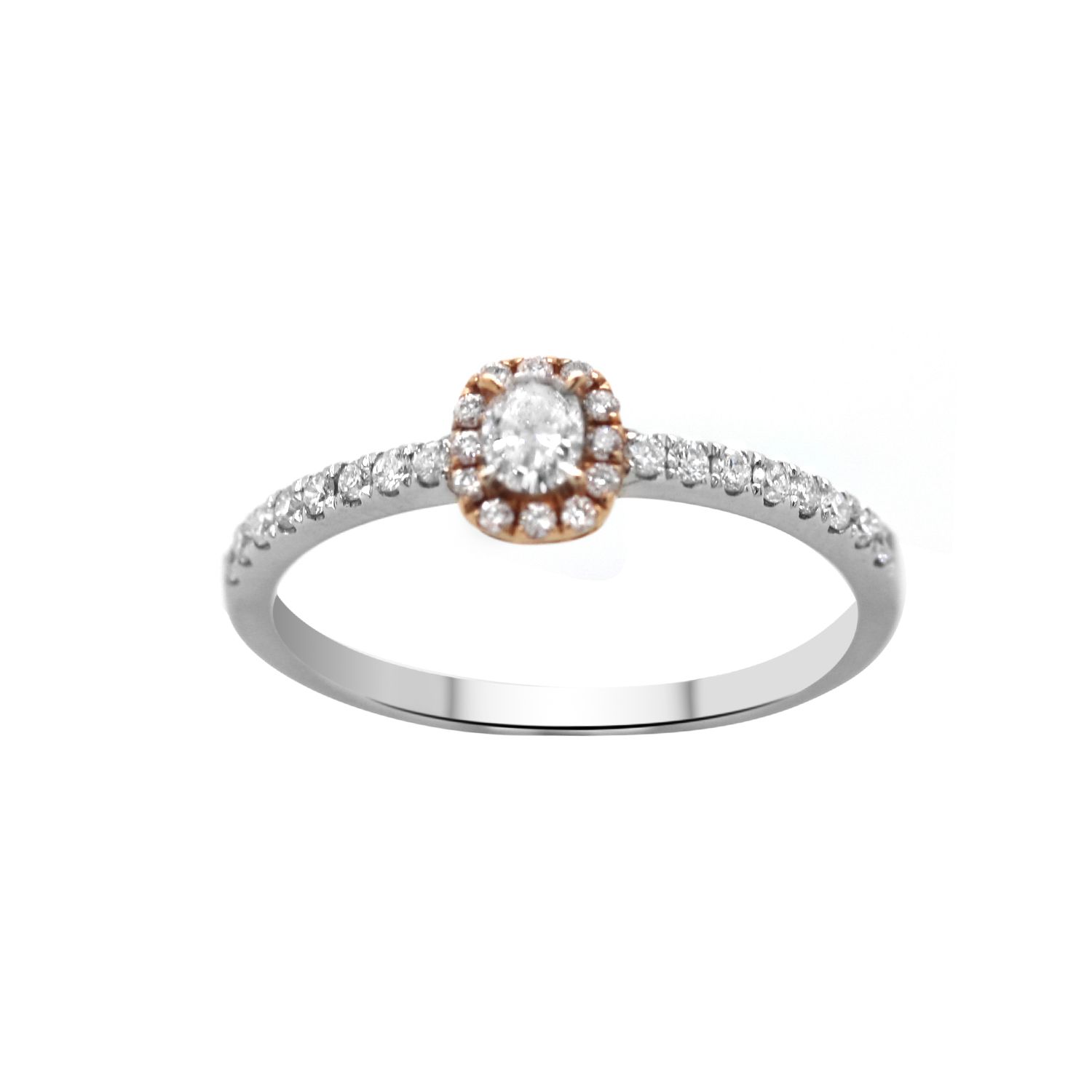 18k White Gold and Oval Diamond Ring