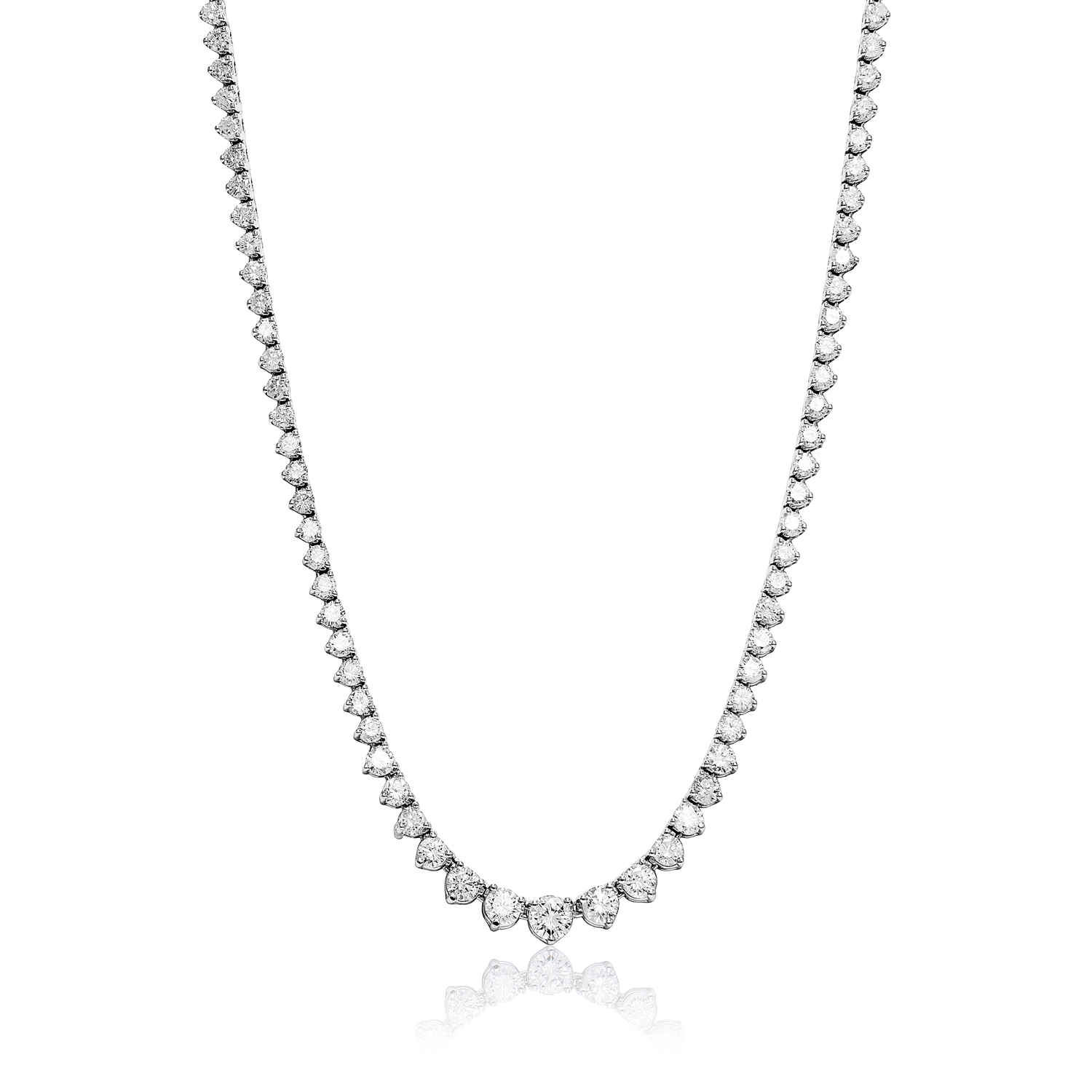 Edith  Carat Round Brilliant Diamond Tennis Riviera Necklace in 14 Karat White Gold For Ladies