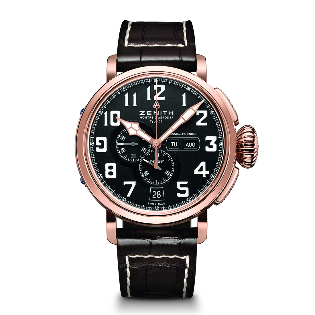 ZENITH Pilot Type 20 Annual Calendar 87.2430.4054.21/C721 Brown Calfskin 48mm Mens Watch