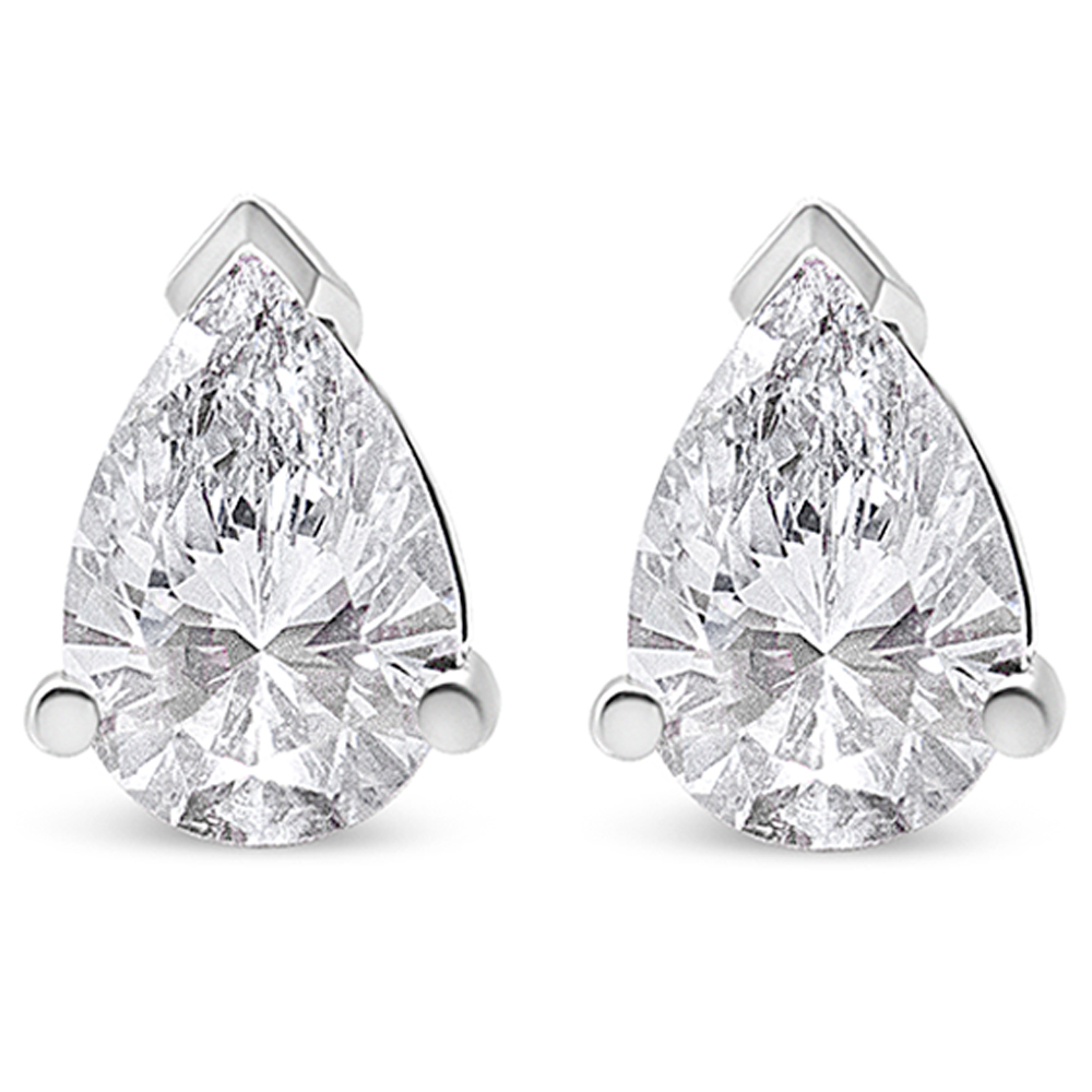 True 14K White Gold 1.0 Cttw Pear Shape Solitaire Lab Grown Diamond Stud Earrings