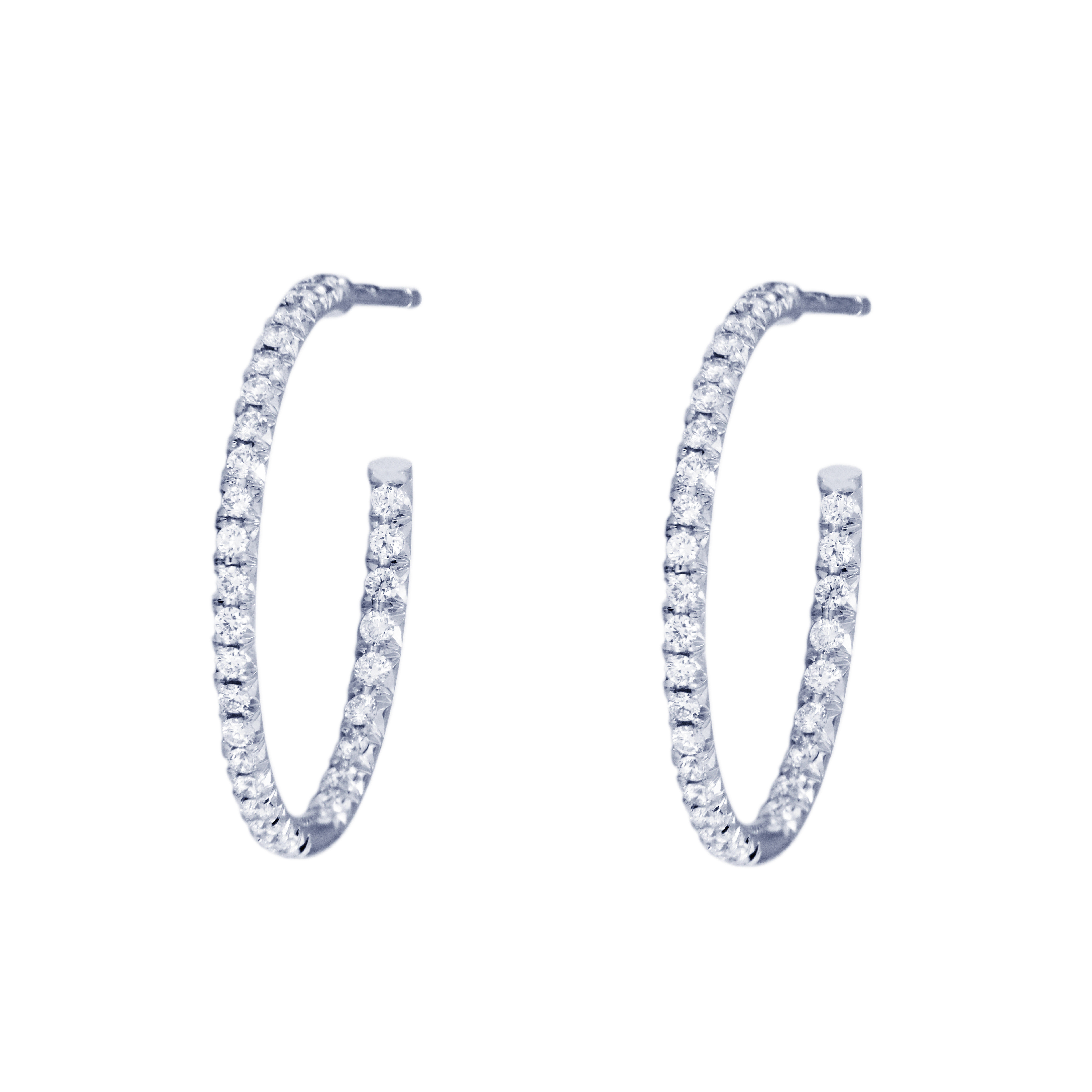Tiffany  Co. White Gold Metro Hoop Earrings with Diamonds