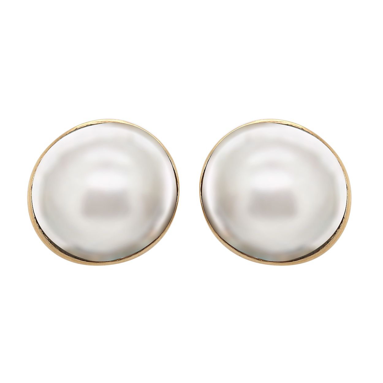 14k Yellow Gold Mabe Pearl Earrings