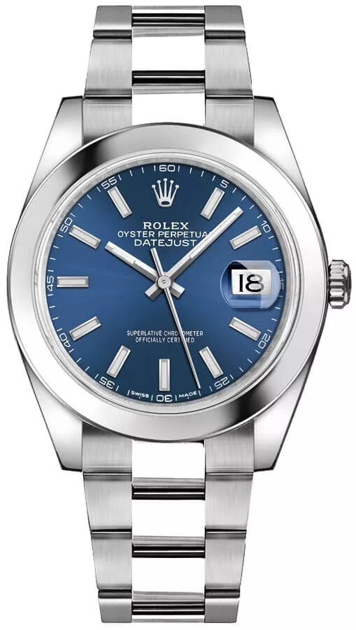 Rolex New Datejust 41 Blue Dial Date Feature Self-Winding Mens Swiss Dress Watch