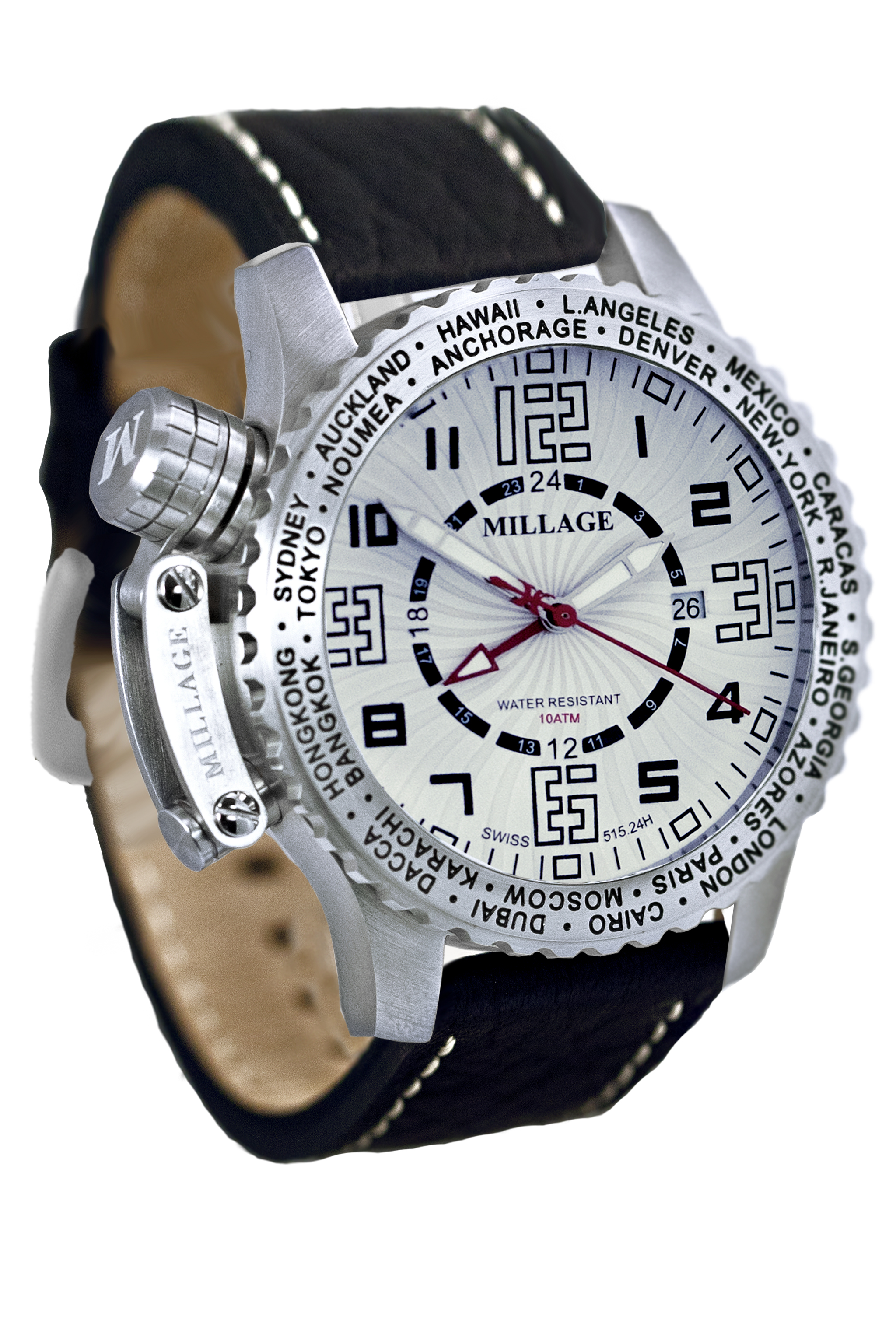 M3726LS-Black-WHITE / BLACK/MILLAGE WATCHES