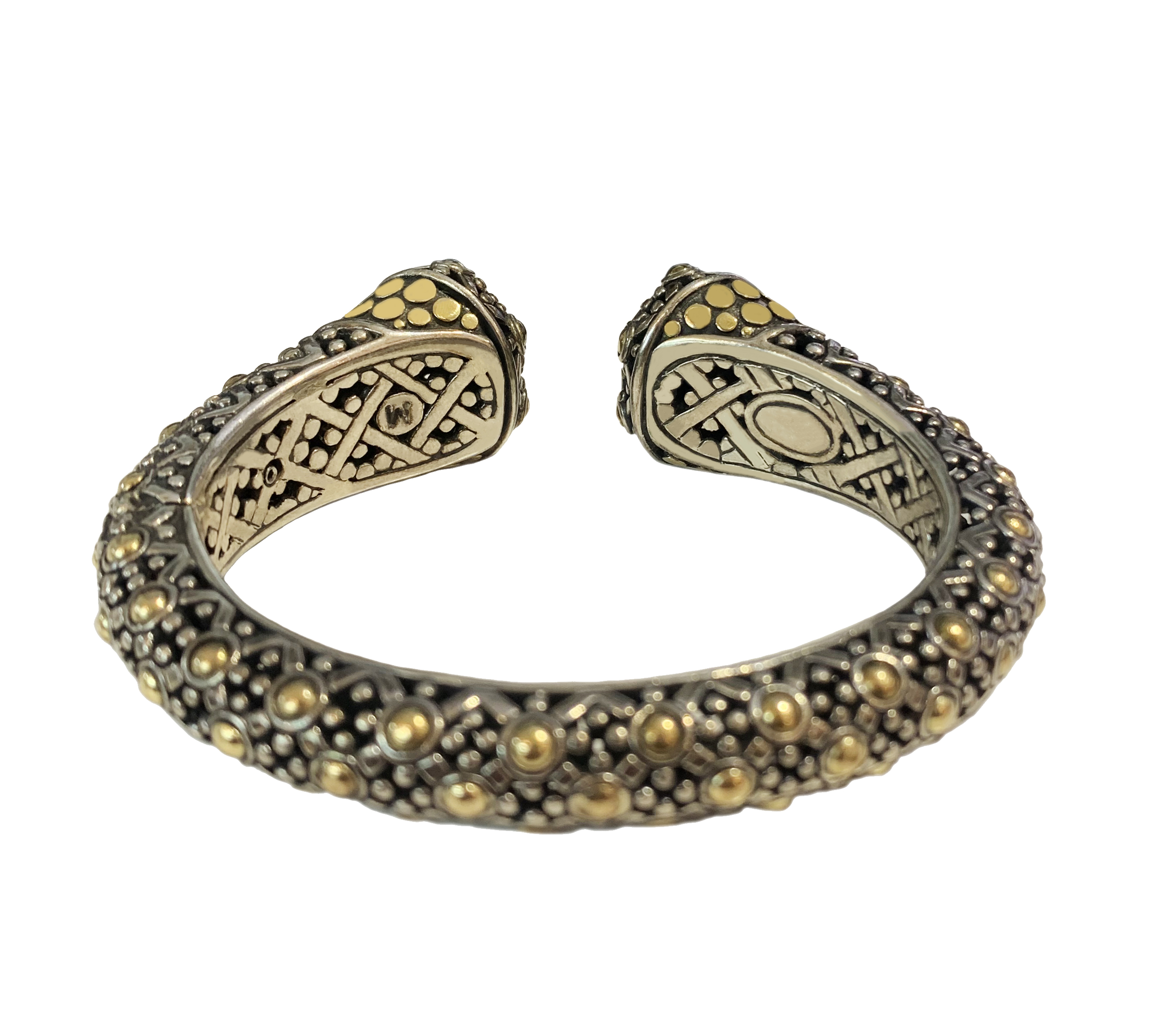 John Hardy Dot 18K Gold Sterling Silver Jaisalmer Kick Cuff Bracelet