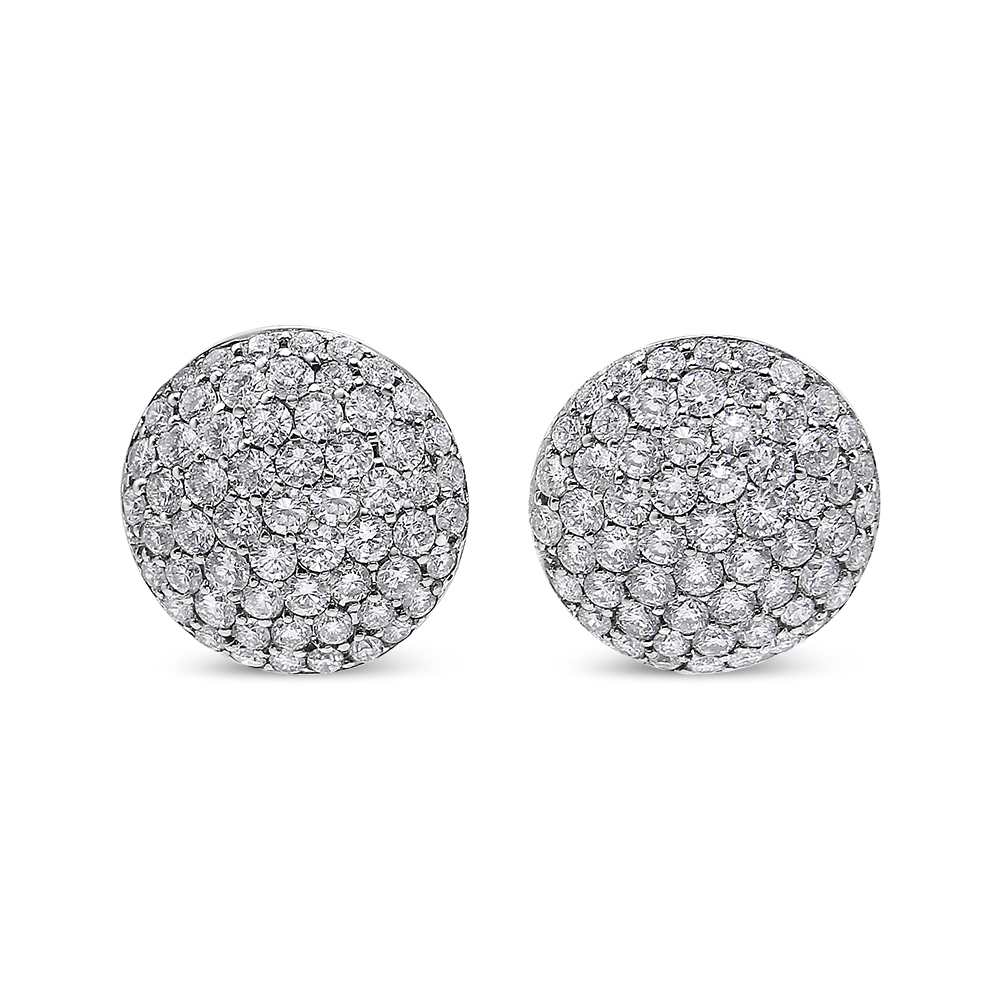 True 18K White Gold 3 1/2 Cttw Shared Prong Set Diamond Cluster Composite Disc Stud Earrings (F-G Color, VS1-VS2 Clarity)