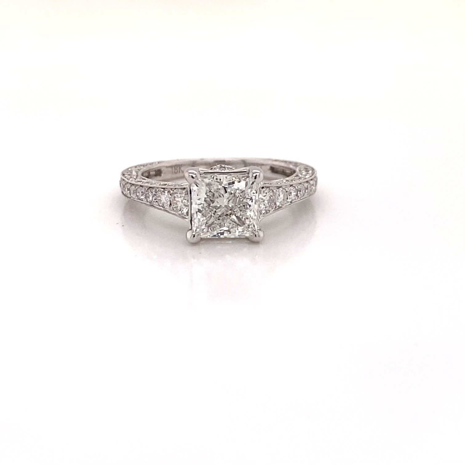 2 Carat Princess Cut Lab Grown Diamond Engagement Ring. IGI Certified