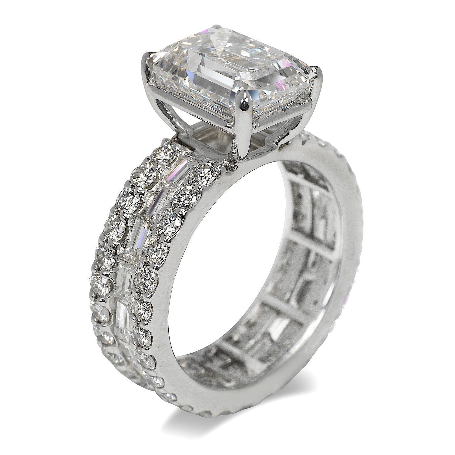7 CARAT EMERALD CUT H COLOR VVS1 CLARITY DIAMOND ENGAGEMENT RING PLATINUM GIA CERTIFIED 4 CT H VVS1