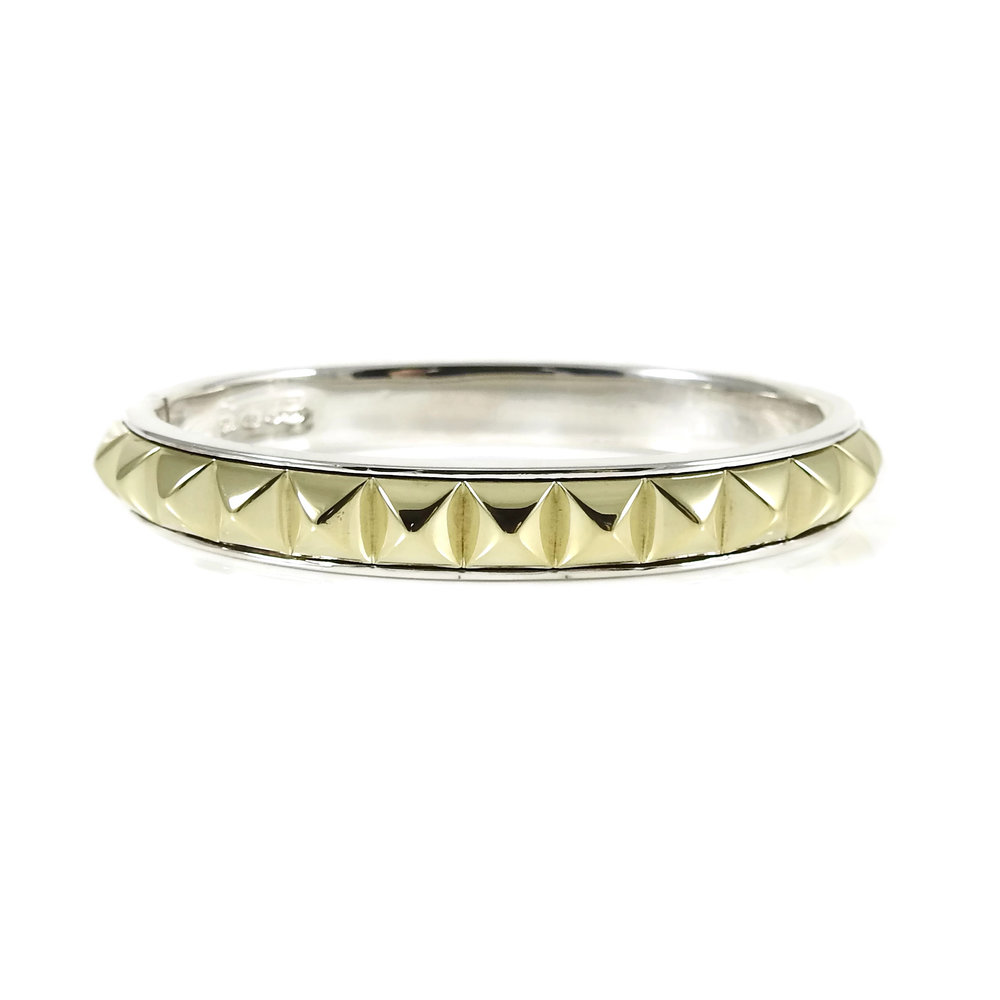 Lagos Sterling Silver 18K Yellow Gold Sugarloaf Reversible Bangle Bracelet 