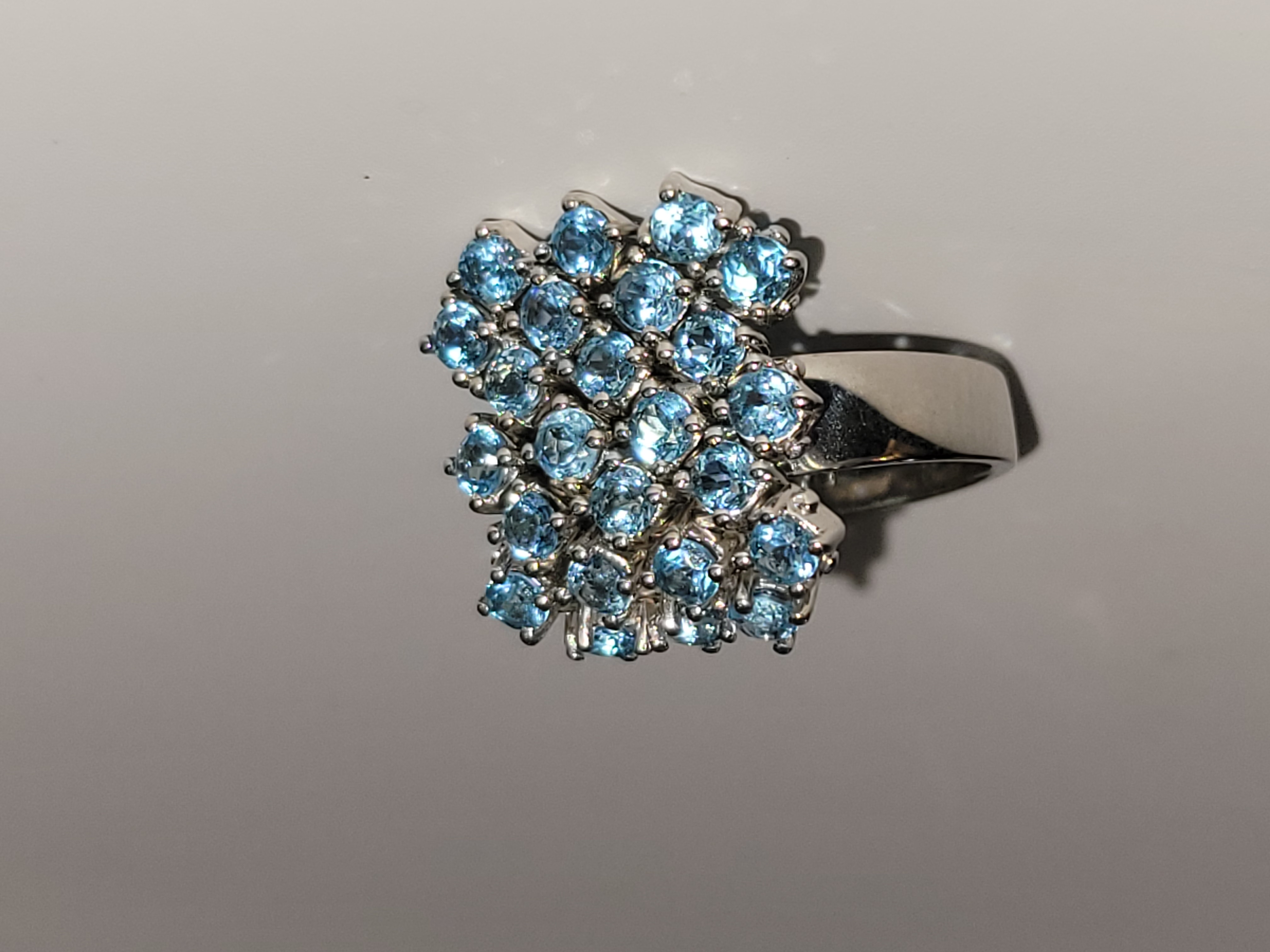 Salavetti  blue topaz ring 18ct   size 6.75