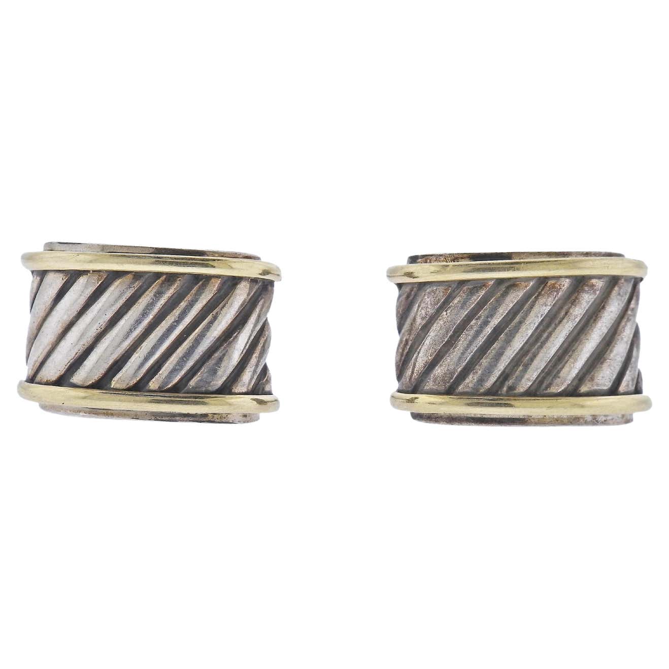 David Yurman Gold and Silver Cable Cufflinks