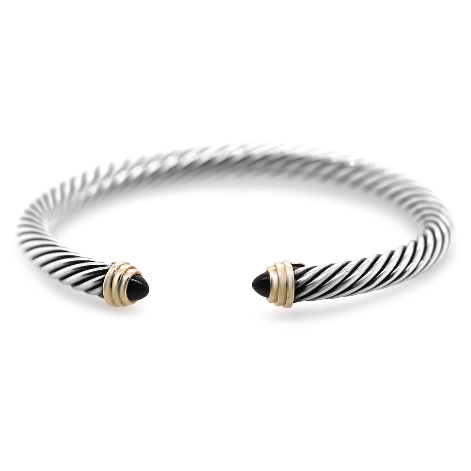 David Yurman Cable Bracelet with Black Onyx and 14K Yellow Gold 5mm