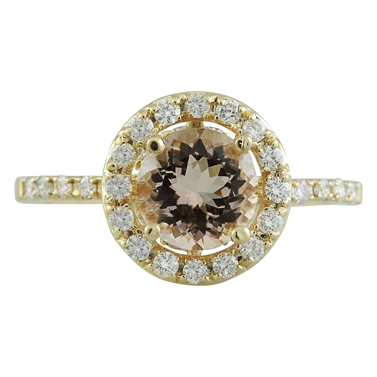 1.60 Carat Morganite 14K Yellow Gold Diamond Ring