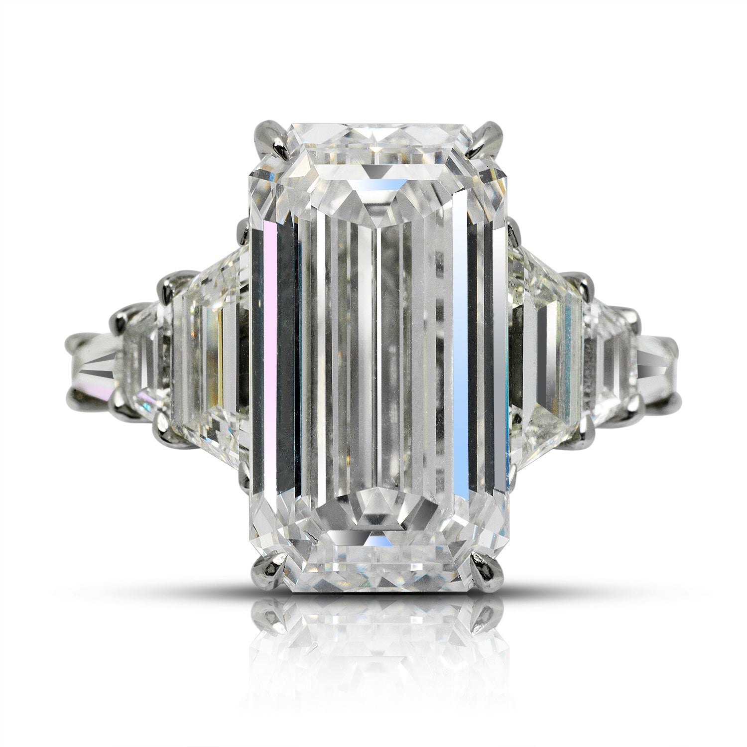 14 CARAT EMERALD CUT E COLOR VVS2 CLARITY DIAMOND ENGAGEMENT RING PLATINUM GIA CERTIFIED 11 CT E VVS2 BY MIKE NEKTA