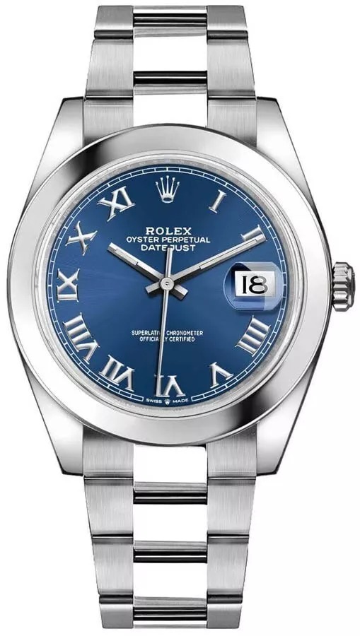 Rolex New Datejust 41 Blue Roman Dial Mens Automatic Dress Watch
