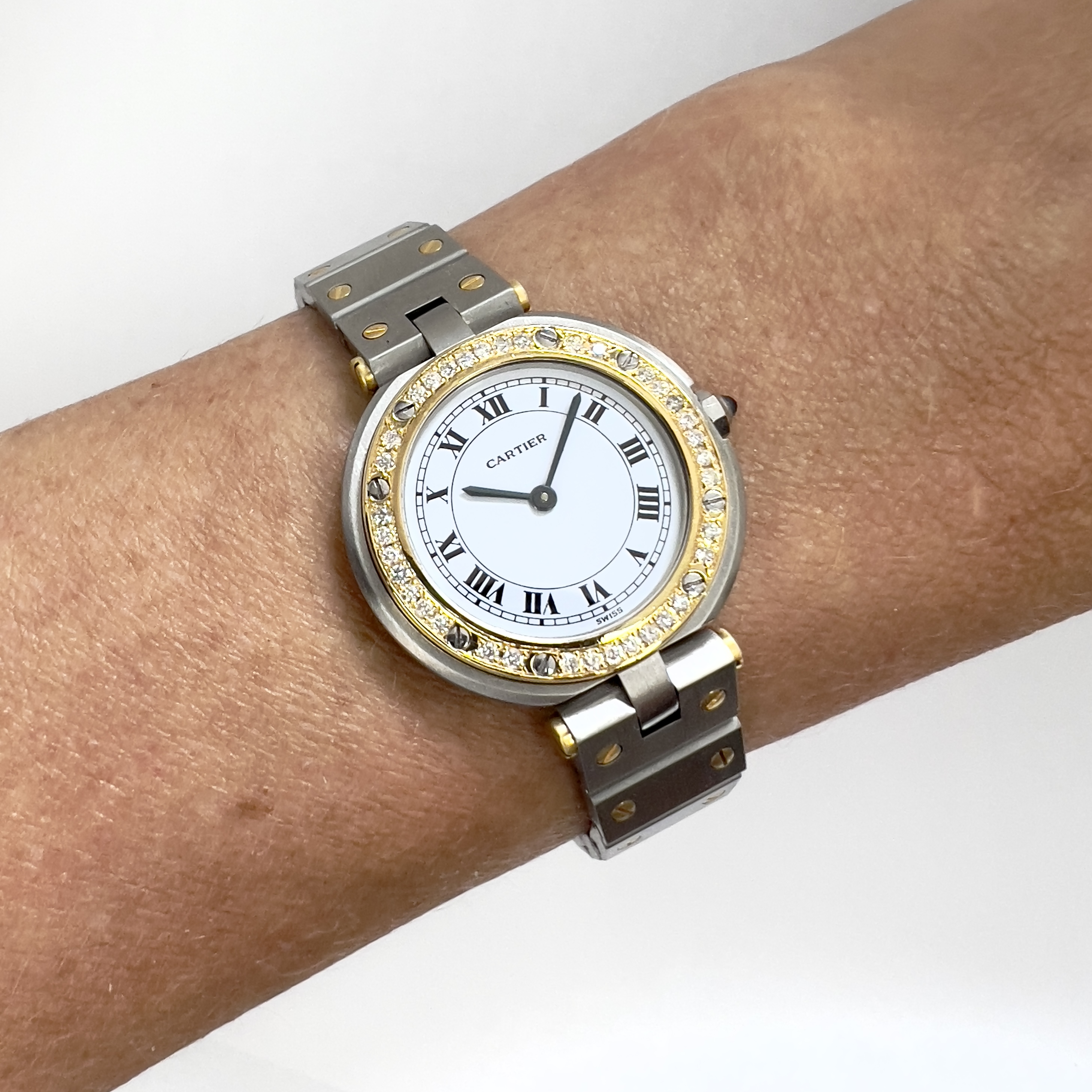CARTIER SANTOS Ronde 27mm 2 Tone 0.40TCW DIAMOND Watch  display picture 1