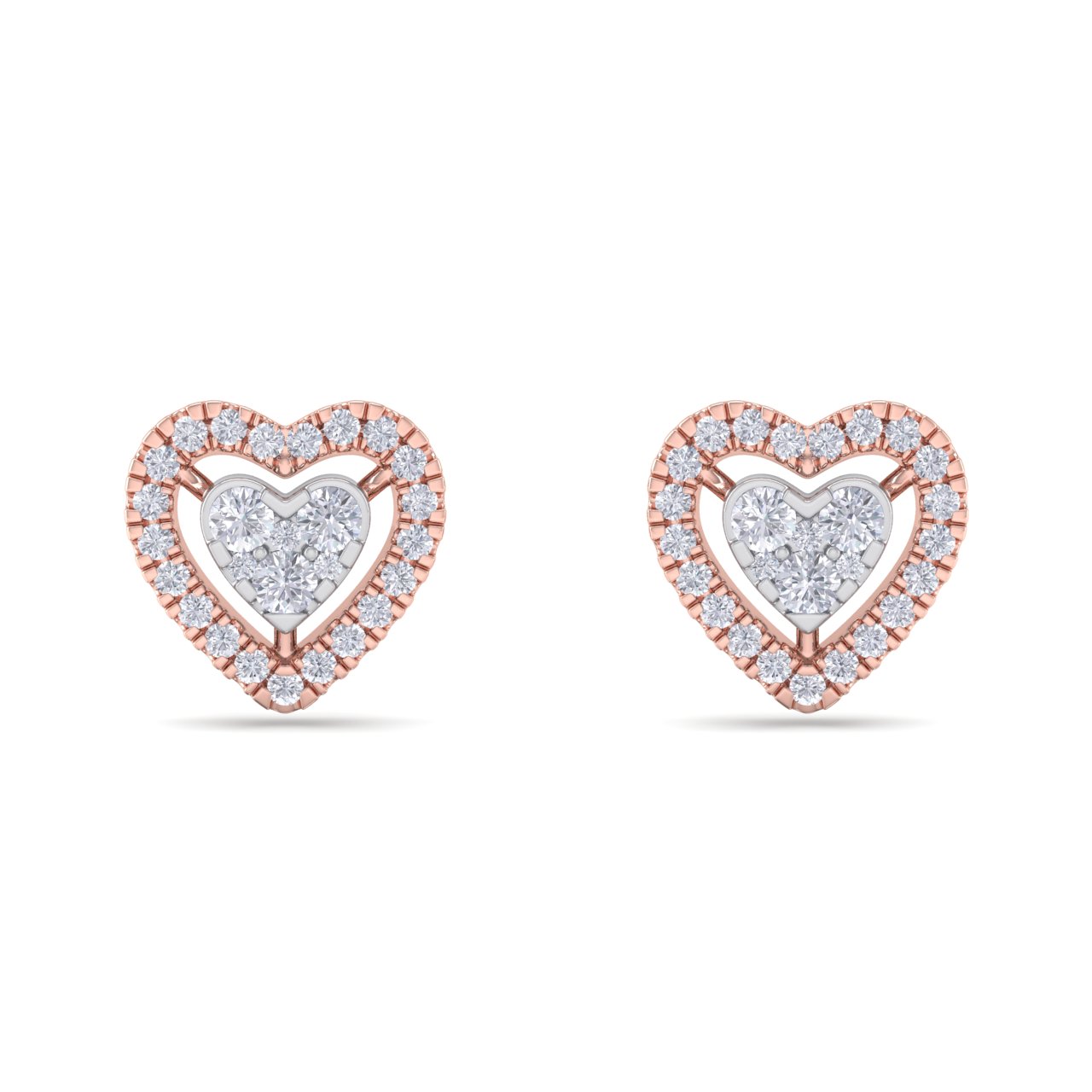 GLAM ® Heart stud earrings in 18K gold with white diamonds of 0.93 ct in weight
