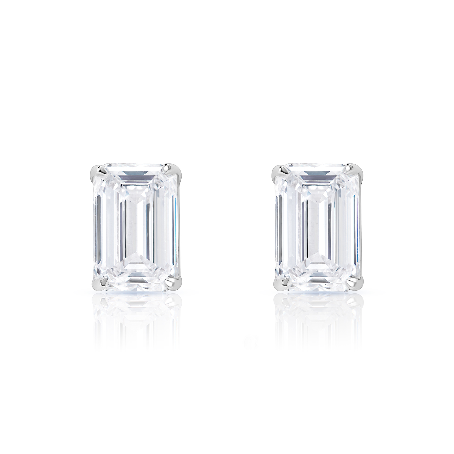 True Carat Emerald Cut   Lab Grown Diamond Stud Earrings in 14k White Gold