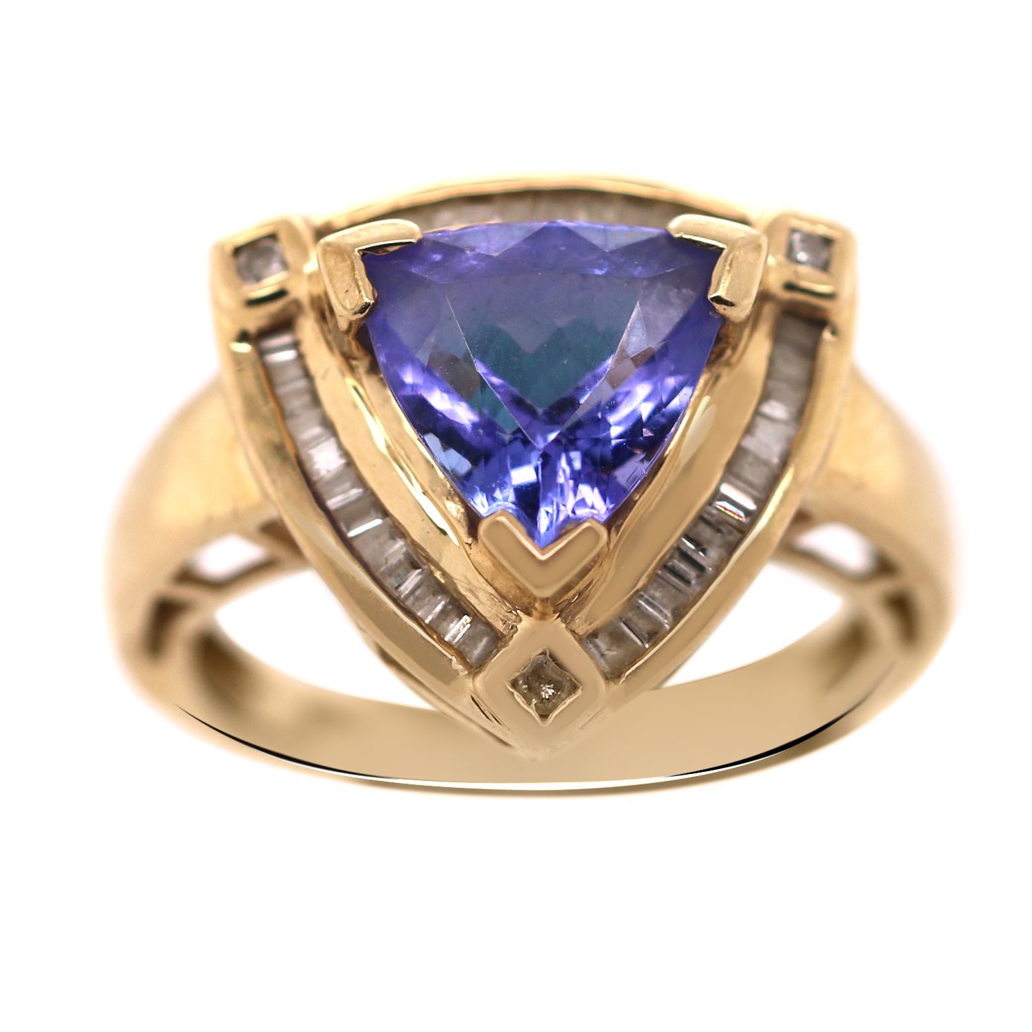 14k Yellow Gold Tanzanite and Diamond Ring