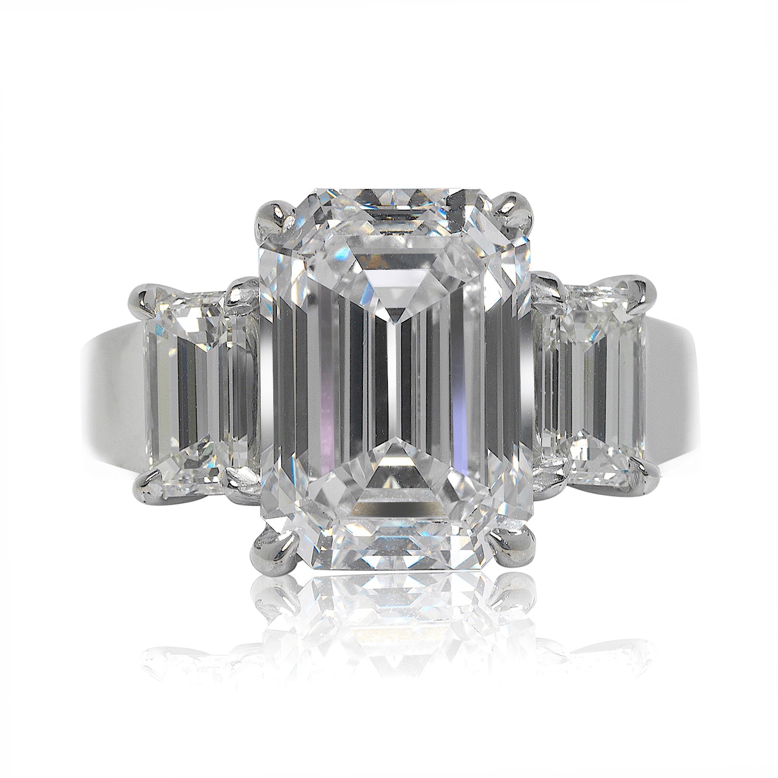 6 CARAT EMERALD CUT D COLOR VVS1 CLARITY DIAMOND ENGAGEMENT RING 14K WHITE GOLD GIA CERTIFIED 5 CT VVS1 BY MIKE NEKTA