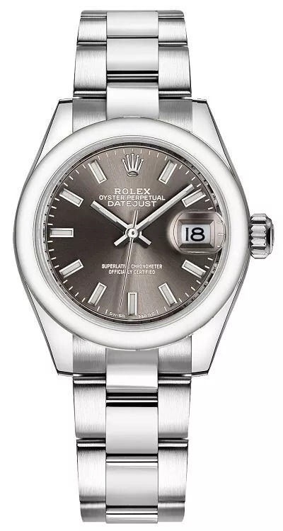 Rolex Lady-Datejust 28 Dark Grey Baton Dial Womens Swiss-Made Watch