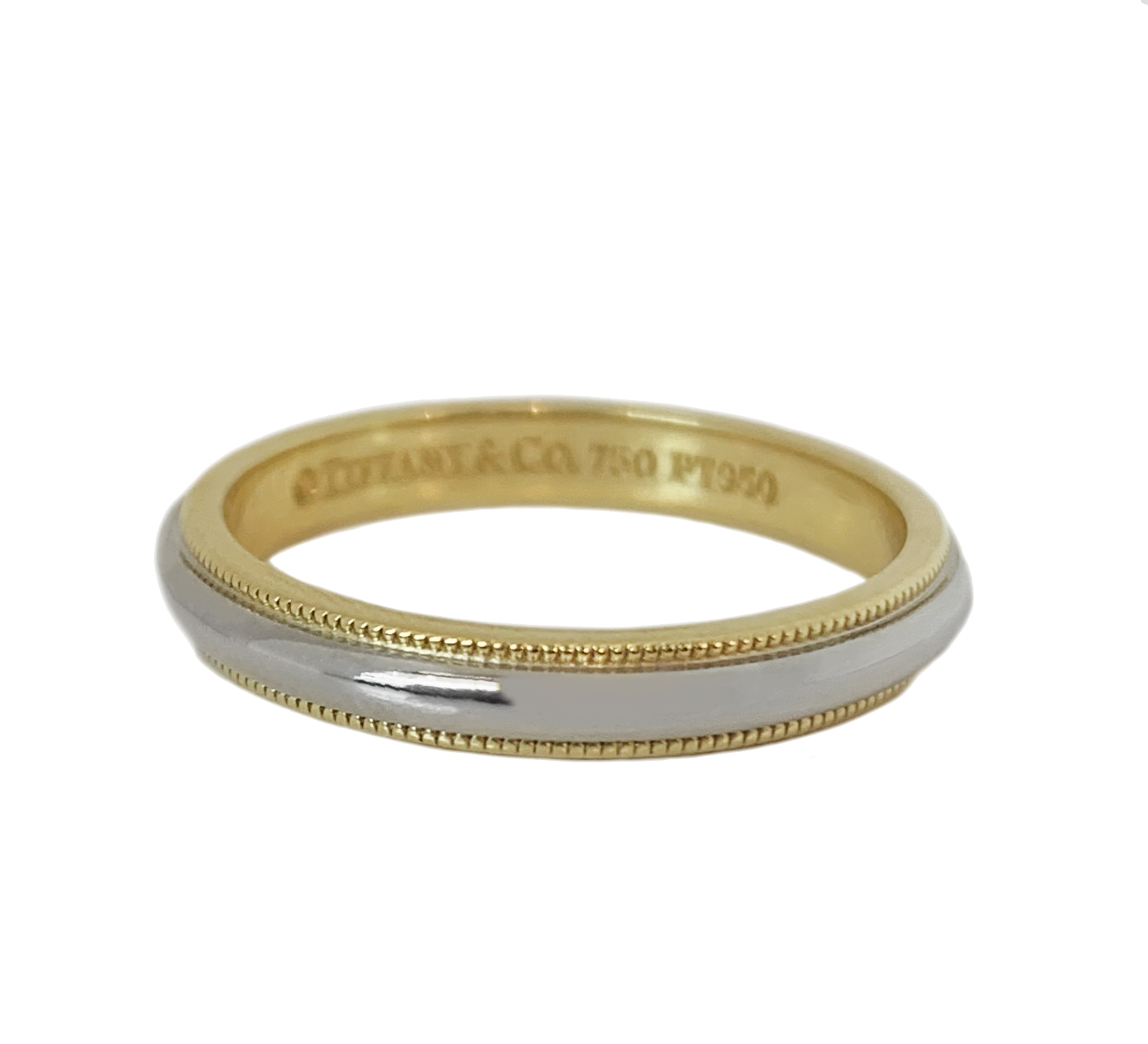 TiffanyCo. Milgrain Two Tone Gold Yellow  Platinum Ring