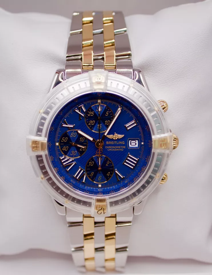 Breitling Crosswind 43mm Chrono Automatic Blue Dial Two Tone Yellow Gold Band