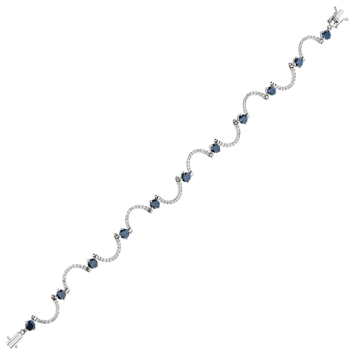 3.50 Carat White and Treated Blue Diamond Bracelet