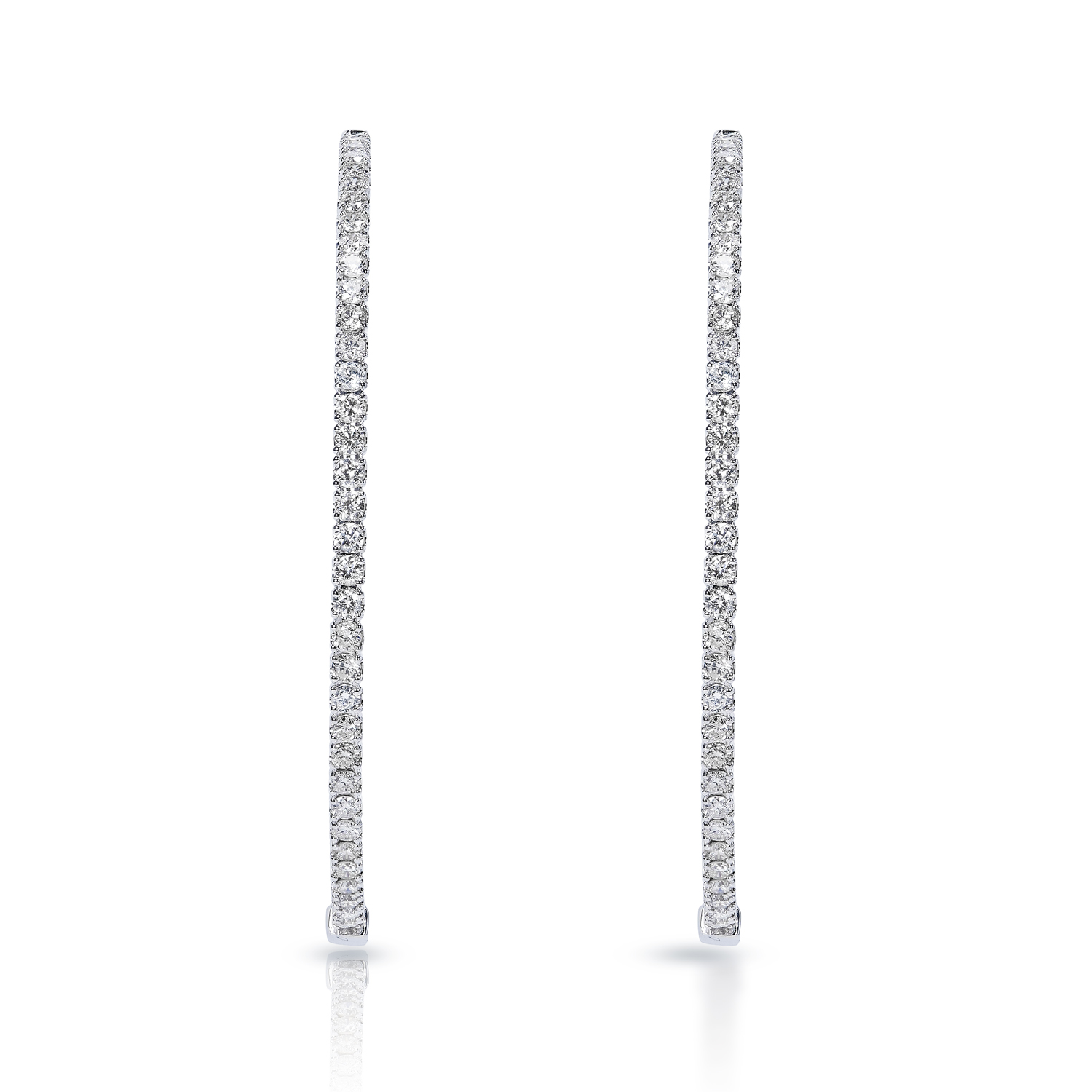 True 4 Carat Round Brilliant Diamond Hoop Earrings in 14k White Gold