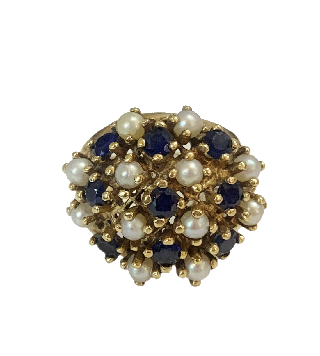 Vintage 14k Yellow Gold Ring with Sapphires  Pearls