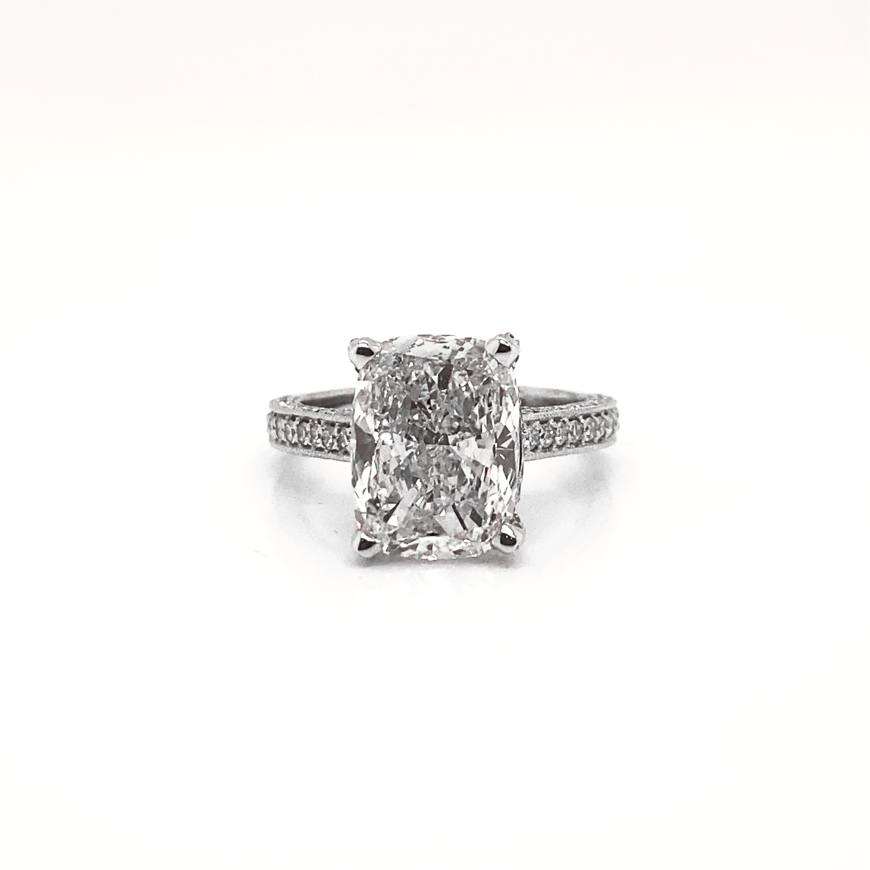 5 Carat Emerald Cut Lab Grown Diamond Engagement Ring Channel Set IGI Certified