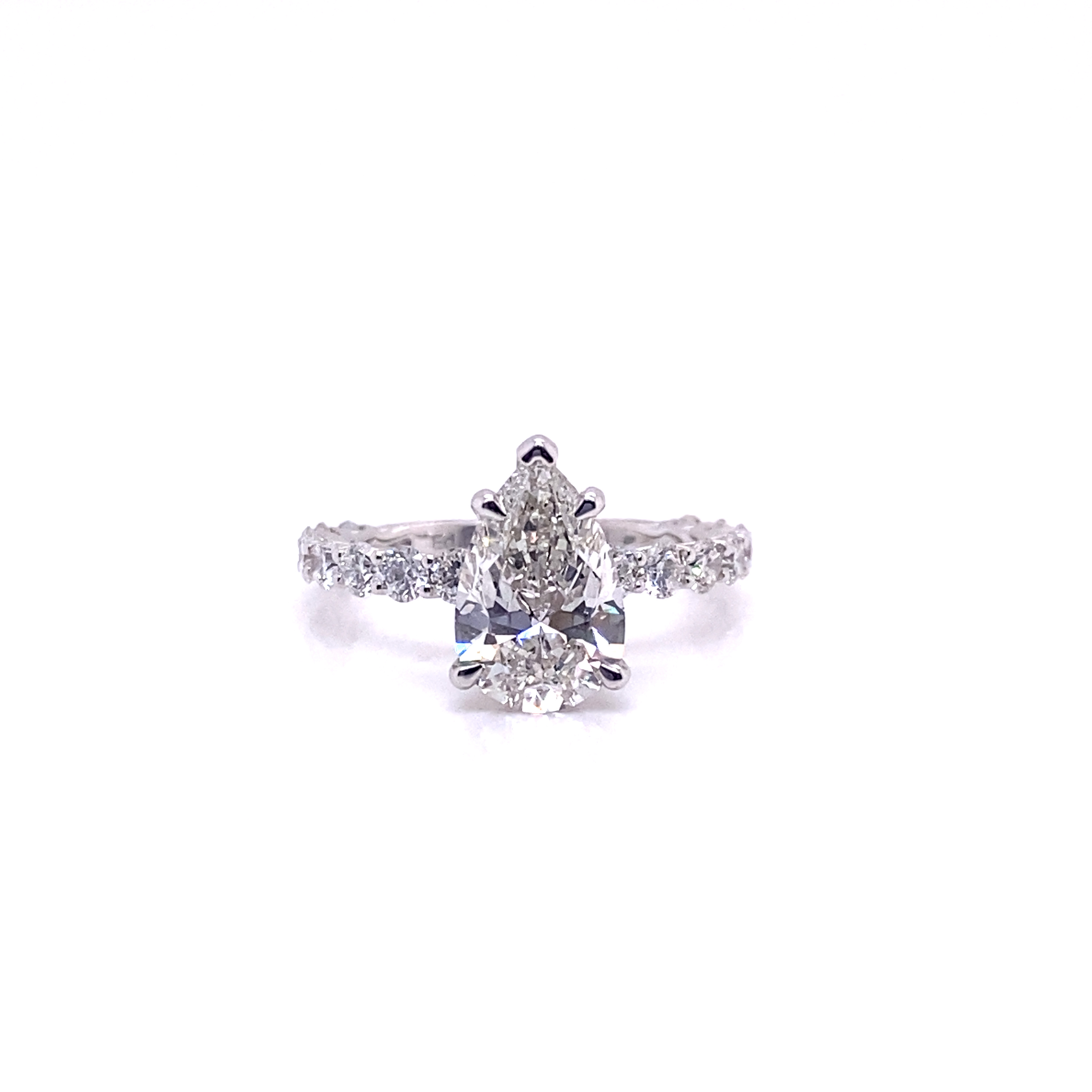 3 Carat Pear Shaped Lab Grown Diamond Engagement Ring IGI Certified