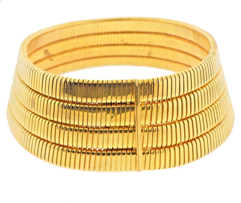 Bulgari Tubogas Four-Row Gold Collar Necklace