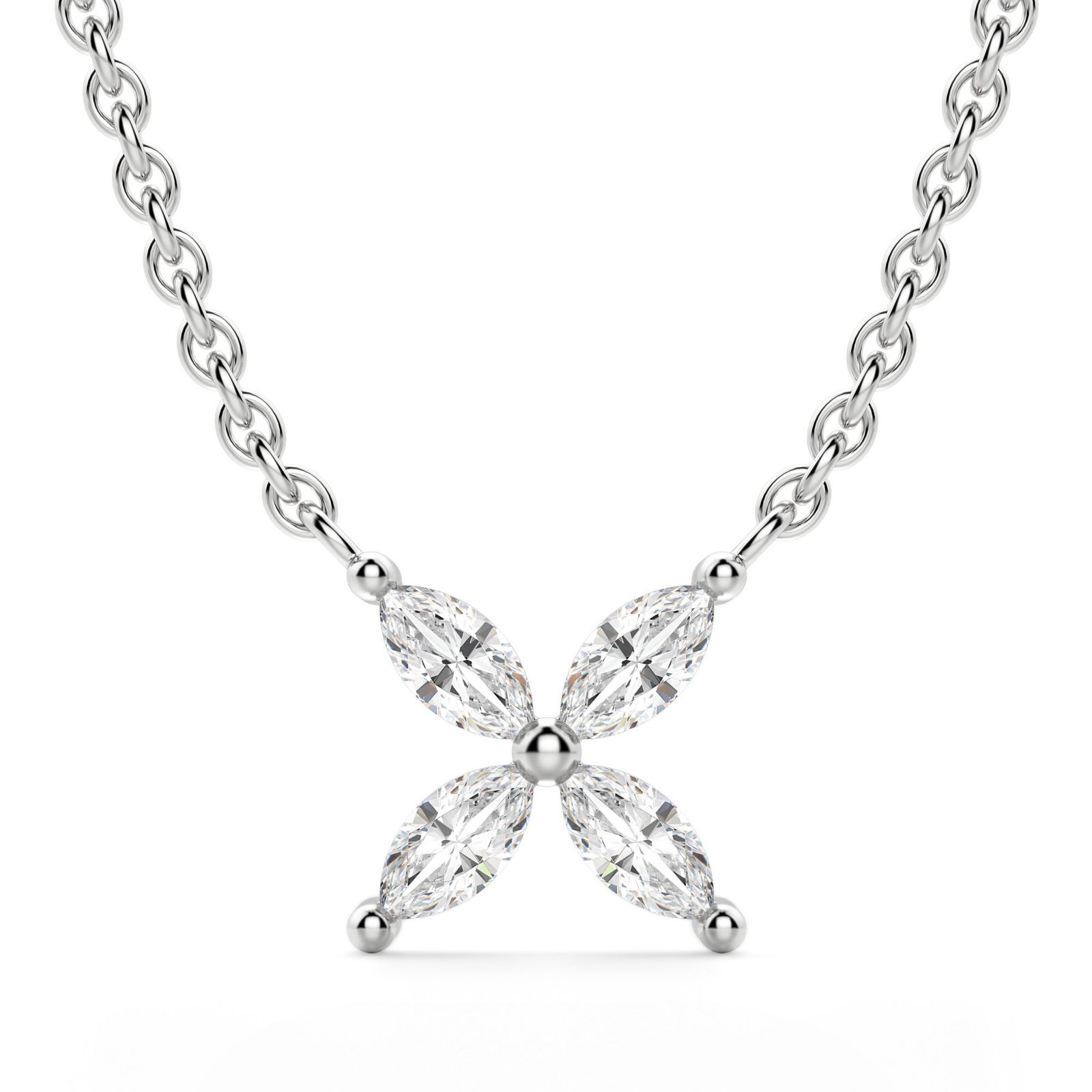 True Lab Grown Diamond Primrose Necklace in 14K Gold - 14K White Gold