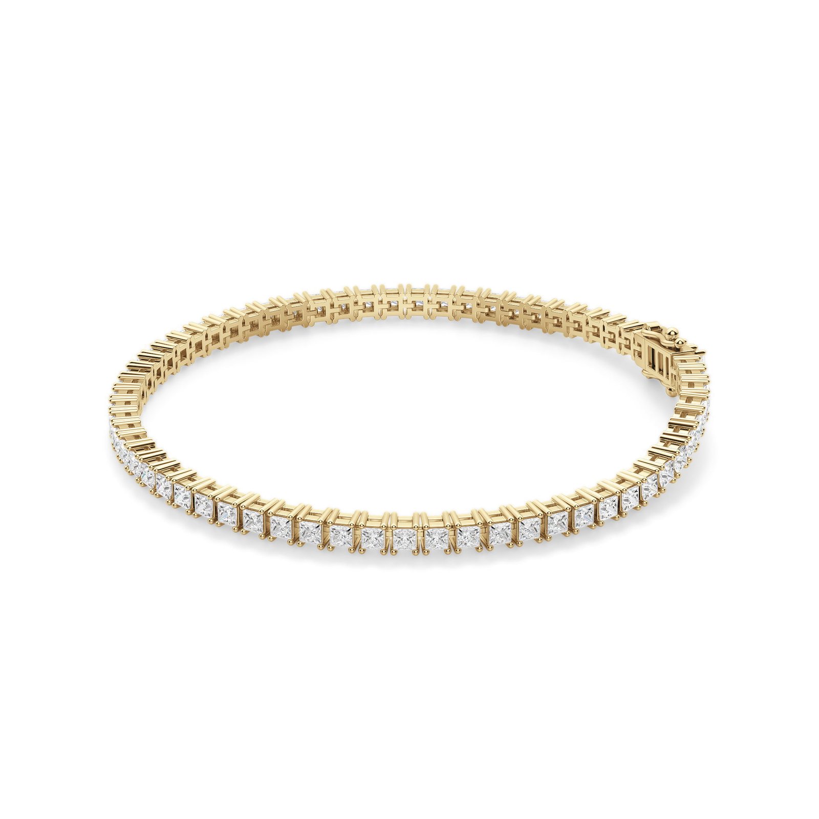 True Lab Grown Diamond 4 Prong Princess Cut Tennis Bracelet in 14K Gold - 14K Yellow Gold / 5.00 ctw
