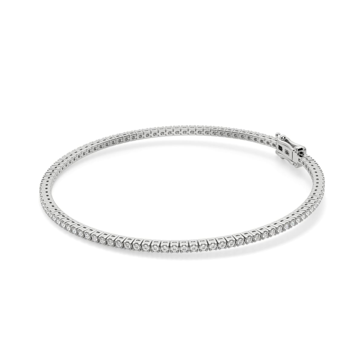 True Lab Grown Diamond 4 Prong Round Cut Tennis Bracelet in 14K Gold - 14K White Gold / 1.00 ctw