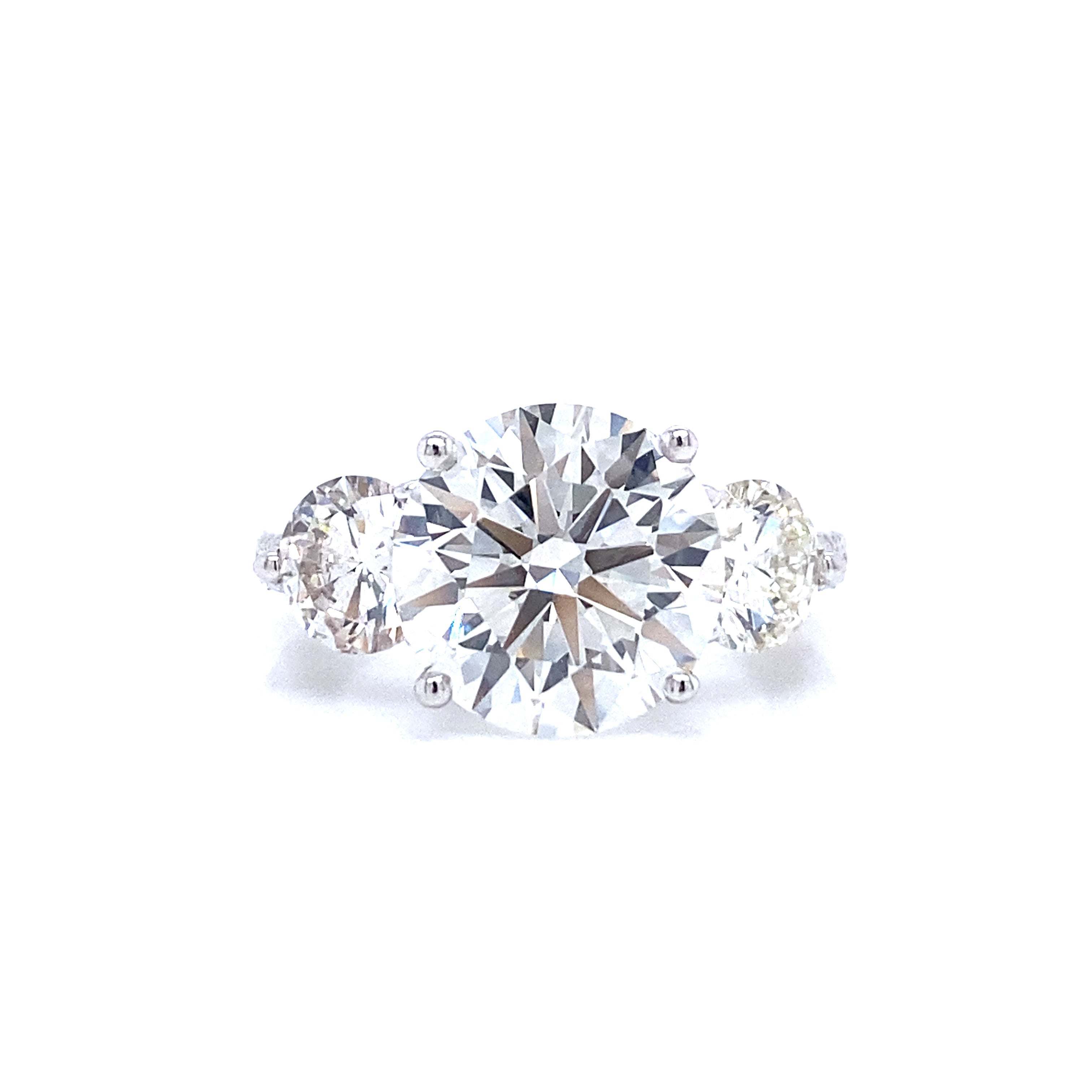 6 Carat Lab Grown Diamond Engagement Ring IGI Certified. Three Stones